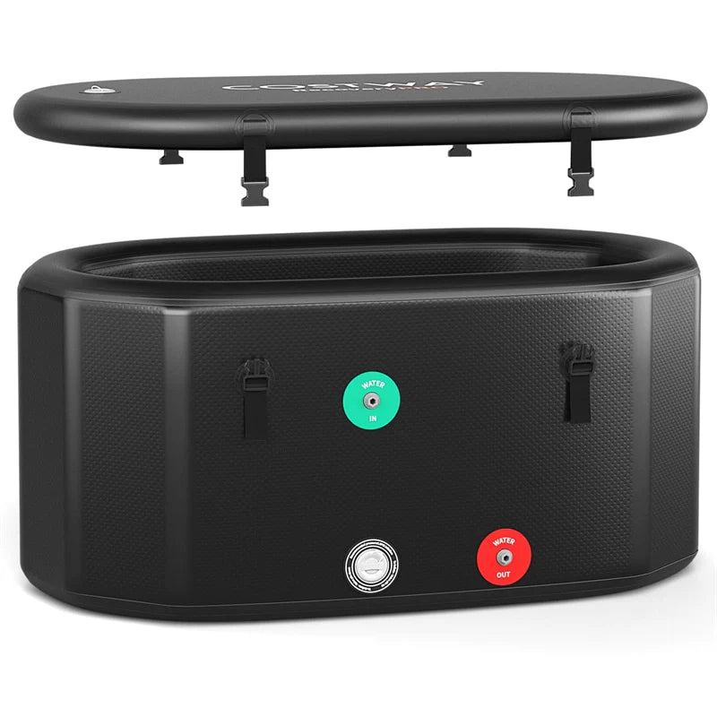 XL 129 Gal Oval Ice Bath Tub with Cover, Portable Inflatable Cold Plunge Tub with Backpack & Pump, Water Chiller Compatible for Cold Therapy
