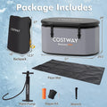 XL 129 Gal Oval Ice Bath Tub with Cover, Portable Inflatable Cold Plunge Tub with Backpack & Pump, Water Chiller Compatible for Cold Therapy