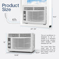 5000 BTU Window Air Conditioner Easy Cool - Capable of Cooling up to 150 Sq Ft. 2 Fan Speeds, 4 - Way Air Direction, Mechanical Control, Filter, for Small Room Air Conditioner, Small Ac Unit