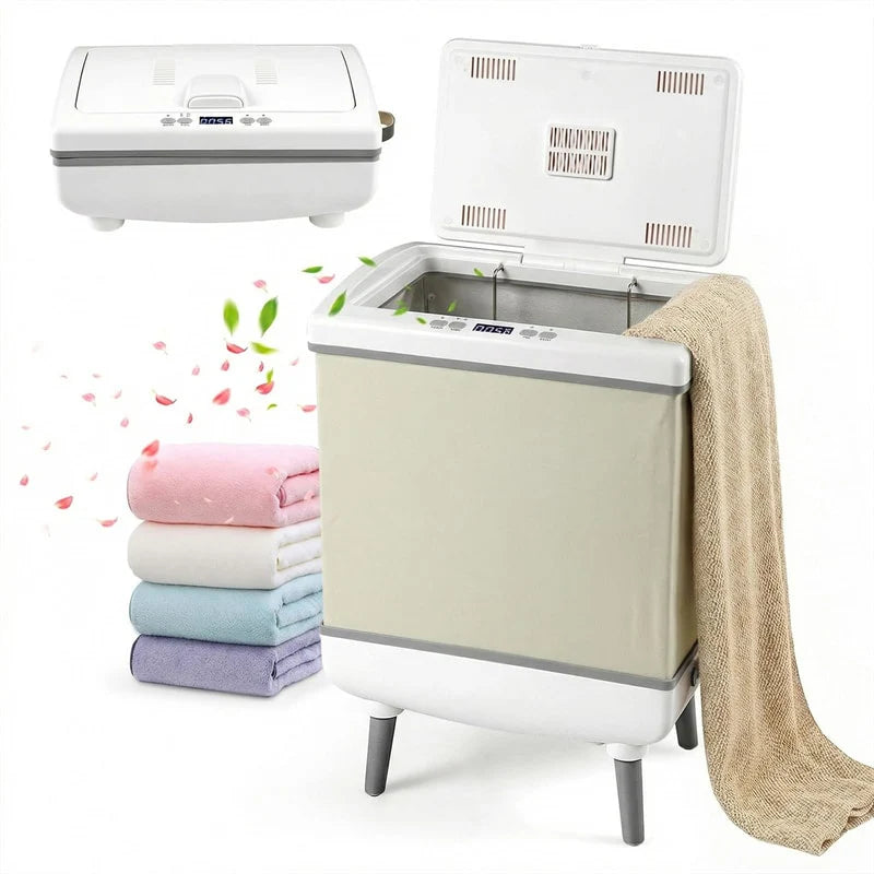 35L Large Towel Warmer Bucket for Bathroom, Foldable Blanket Warmer with Heat/Dry Modes, 24H Timer, Child Lock, Fits 3 Oversized 45"x70" Towels