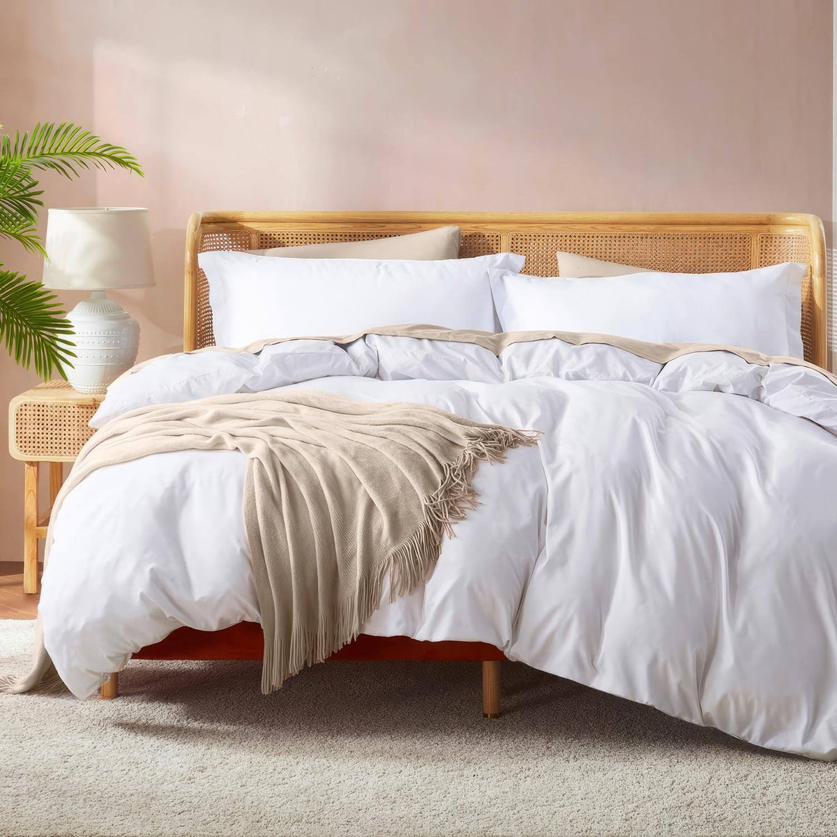 Nestl Bedding Duvet Cover 3 Piece Set ÿ Ultra Soft Double Queen, White