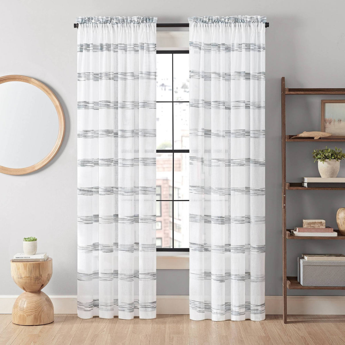 Vue Kyoto Semi-Sheer Window Curtain Panel 52" x 95" Indigo
