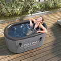 XL 129 Gal Oval Ice Bath Tub with Cover, Portable Inflatable Cold Plunge Tub with Backpack & Pump, Water Chiller Compatible for Cold Therapy