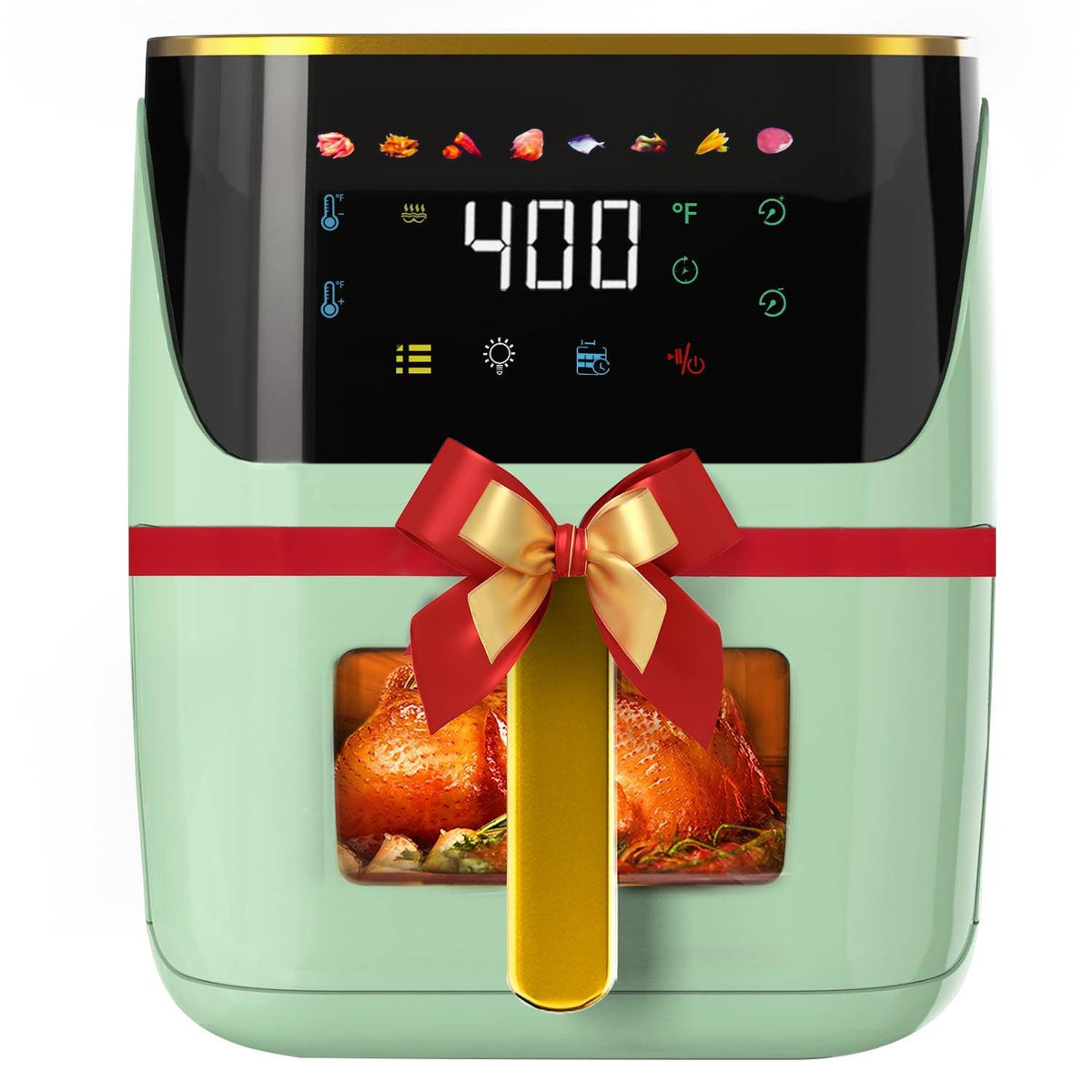 Newest Air Fryer Large 8.5 qt, Green, 8 in 1 Touch Screen, Visible Window, 1750W