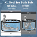 XL 129 Gal Oval Ice Bath Tub with Cover, Portable Inflatable Cold Plunge Tub with Backpack & Pump, Water Chiller Compatible for Cold Therapy
